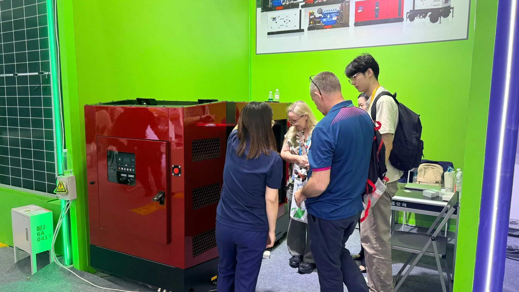 GOODWIND generator set on display with staff and visitors at the Canton Fair