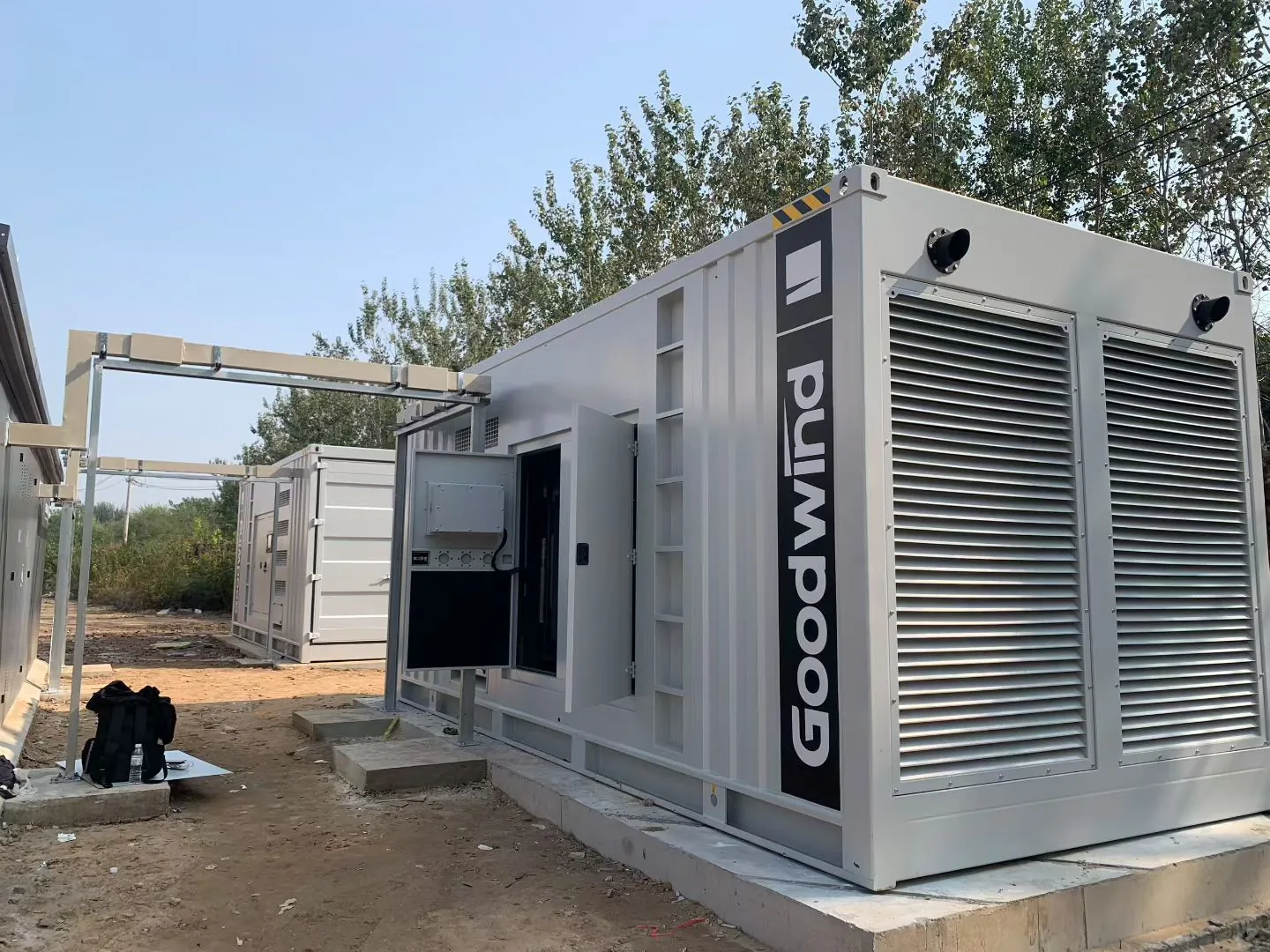 GOODWIND 750 kW containerized diesel generator installed outdoors at a central kitchen in Beijing