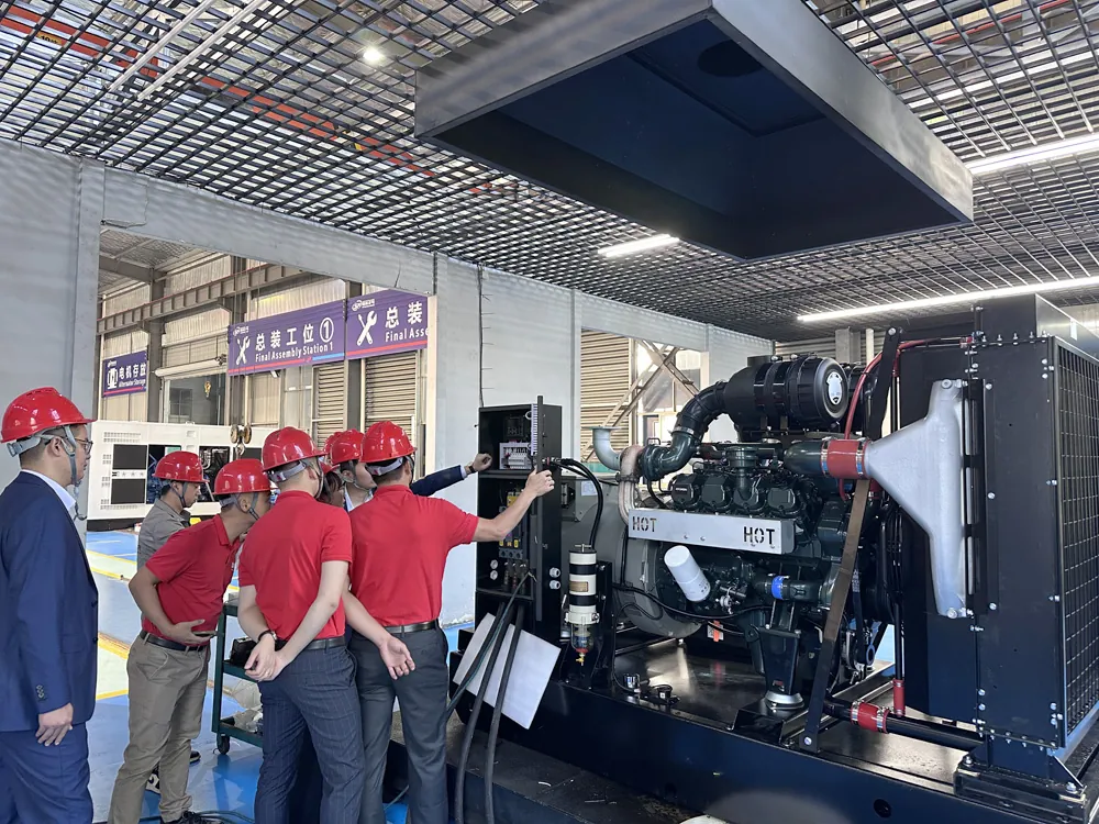 Diesel generator assembly demonstration during the customer factory visit