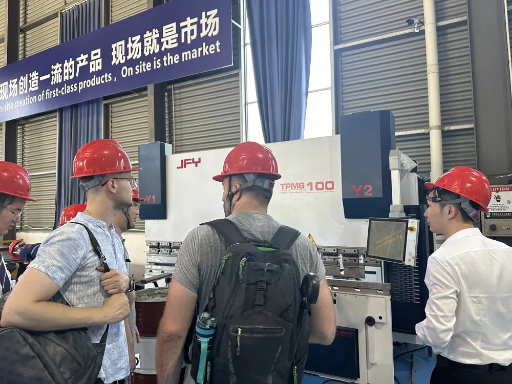CNC bending machine demonstration during the GOODWIND factory visit