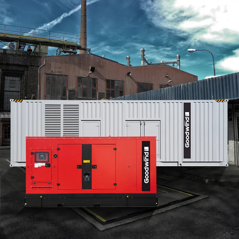 Goodwind containerized generator solution in an industrial yard