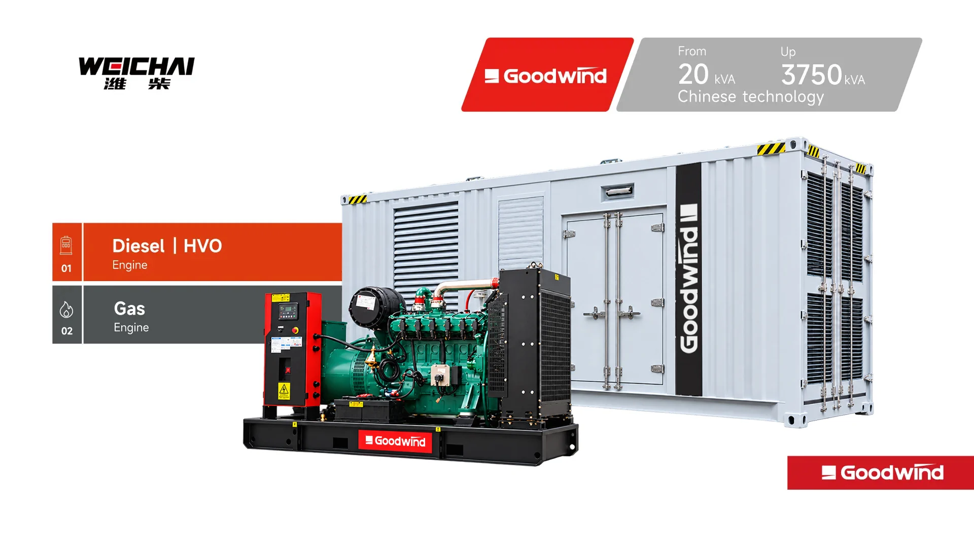 GOODWIND Weichai open-type generator set and containerized generator enclosure