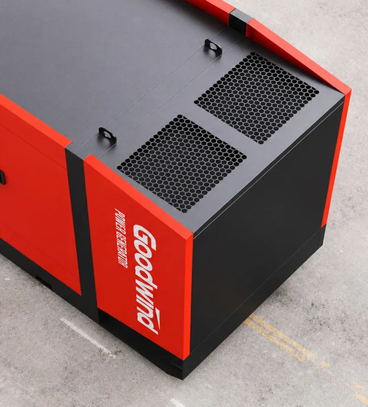 Top ventilation and honeycomb openings on a GOODWIND silent generator canopy