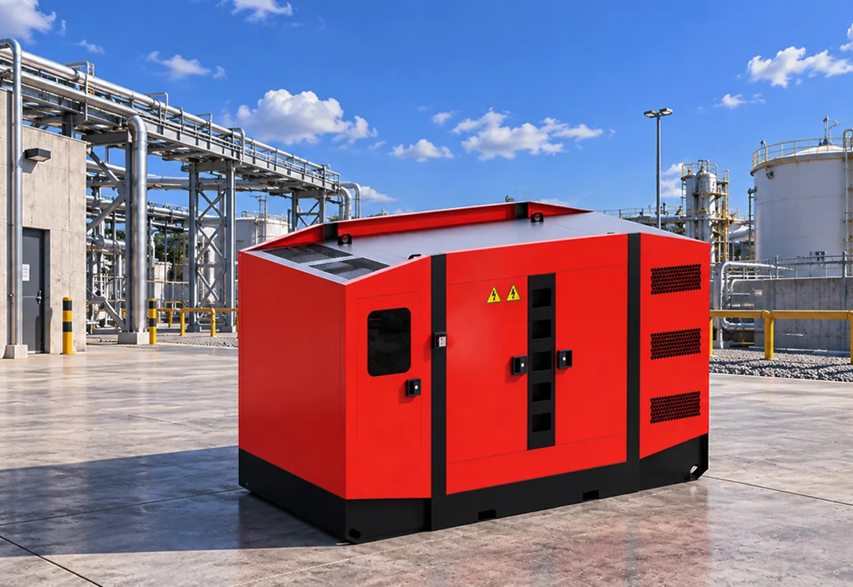 GOODWIND red silent generator set at a gas facility